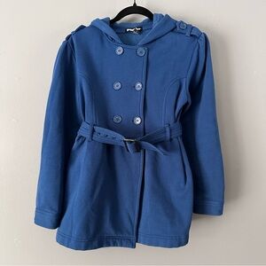 Planet Gold‎ Cotton Blend Belted Pea Coat | Blue